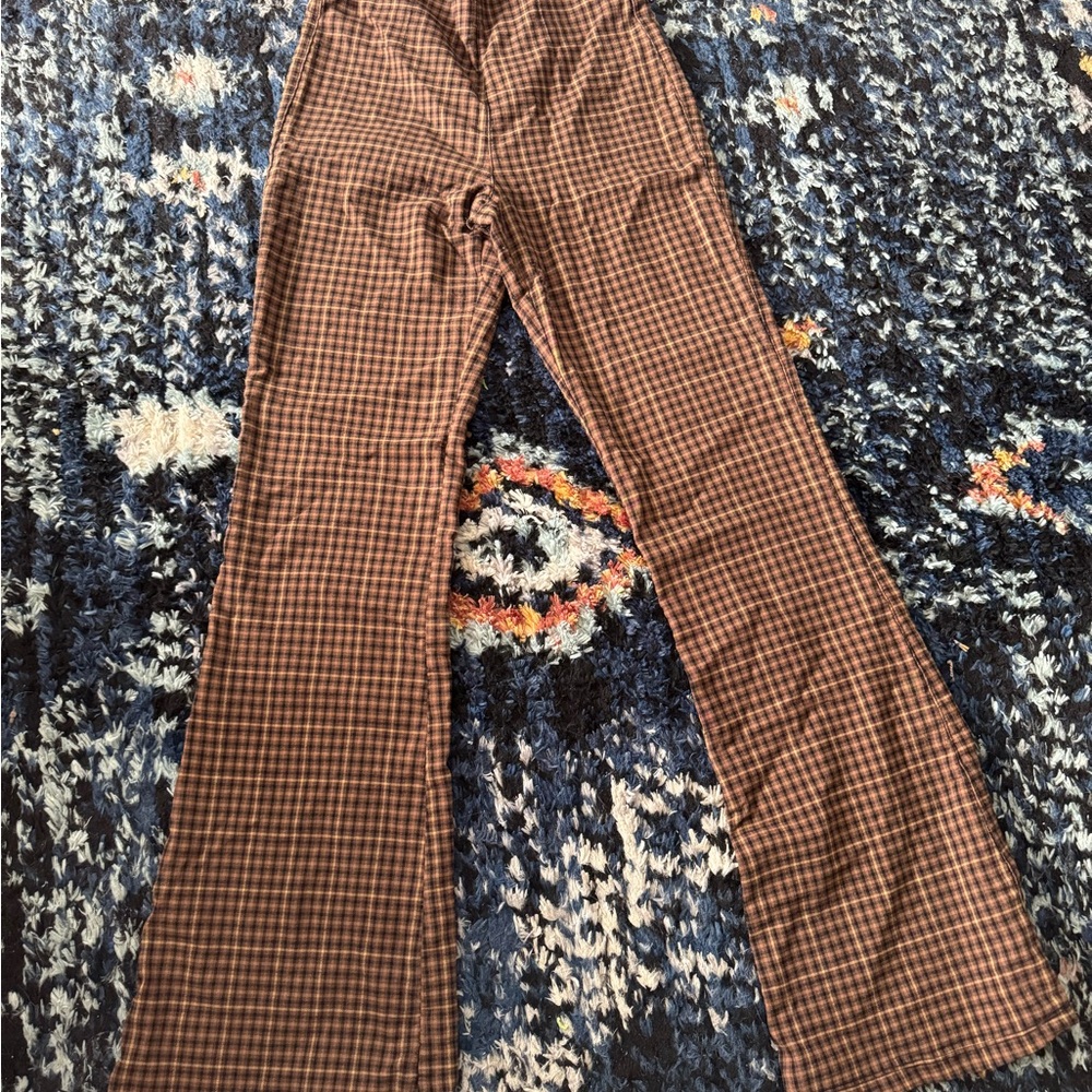 Brown Checkered Women's Pants